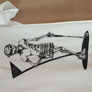 White Tattoo Golf Women's Skeleton Print Polo Shirt Mrs. Bones Serie NWOT Size L